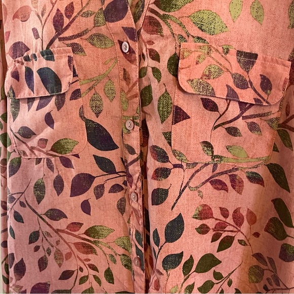 Denim & Co. Women's Button Down Shirt - Pink and Green - Picture 4 of 8